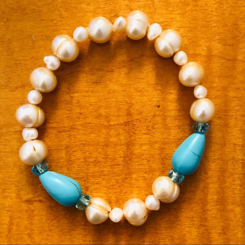 Faux Pearl & Turquoise Bracelet
